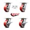 Service Caster 5 Inch Red Poly on Cast Iron Swivel Caster Swivel Locks 2 Brakes SCC, 2PK SCC-35S520-PUB-RS-BSL-2-SLB-2 - alternate 3